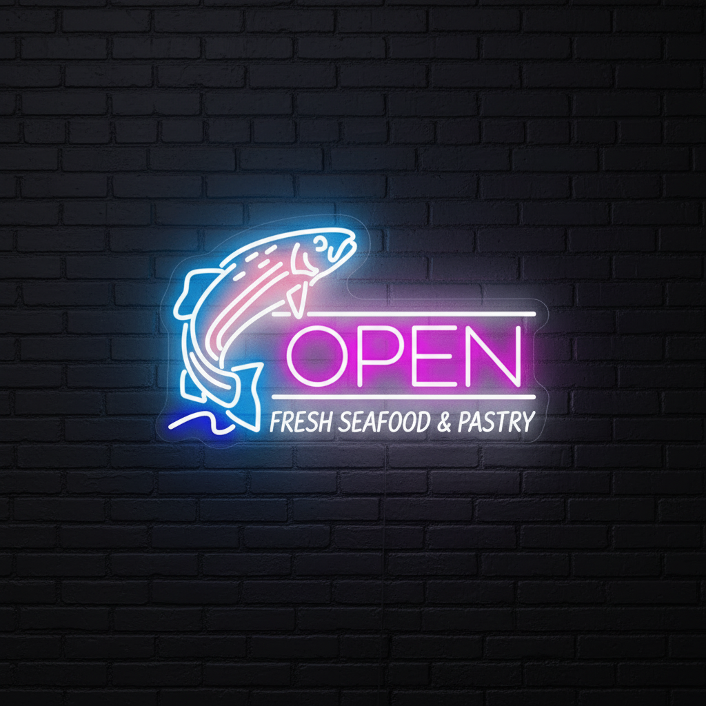Fish Open Neon Sign Led Shop Decor Neon Sign