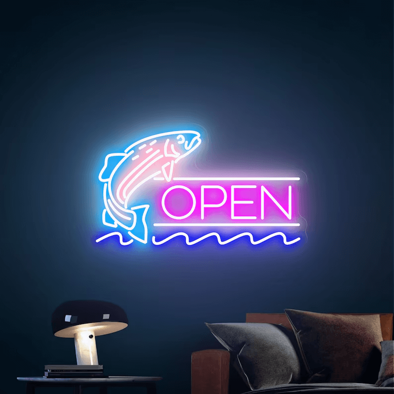 Fish Open Neon Sign Led Shop Decor Neon Sign - Image 6