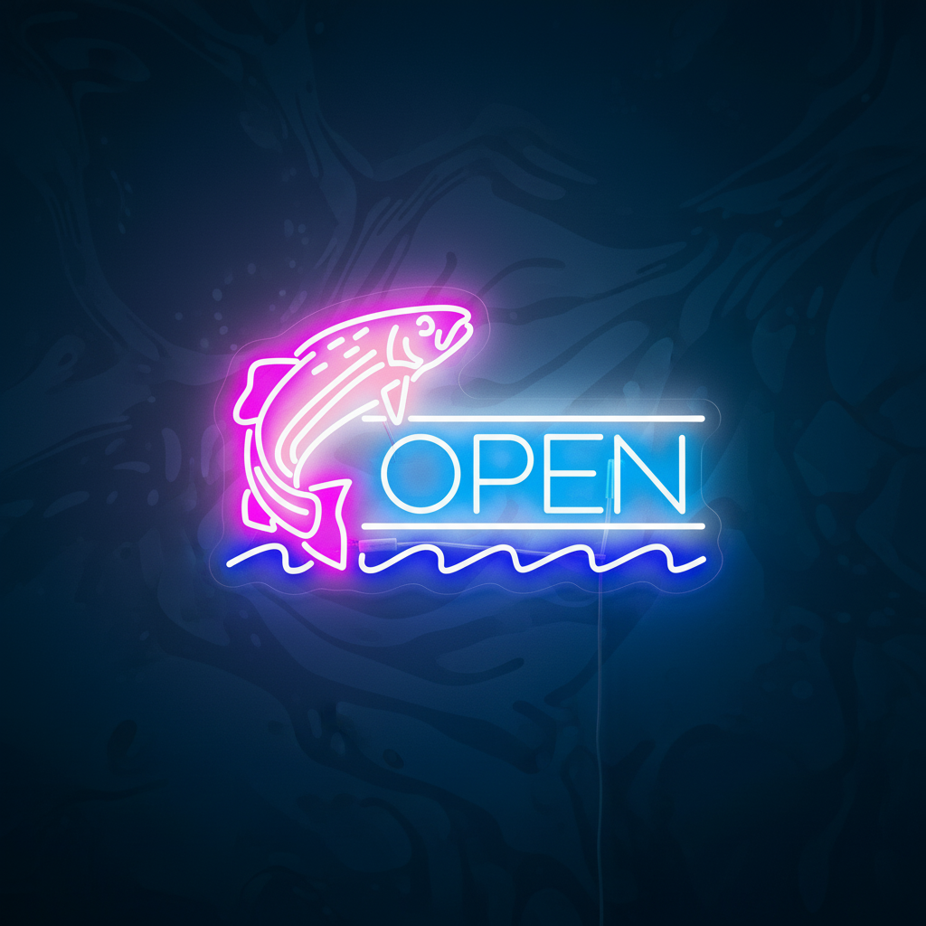 Fish Open Neon Sign Led Shop Decor Neon Sign - Image 4