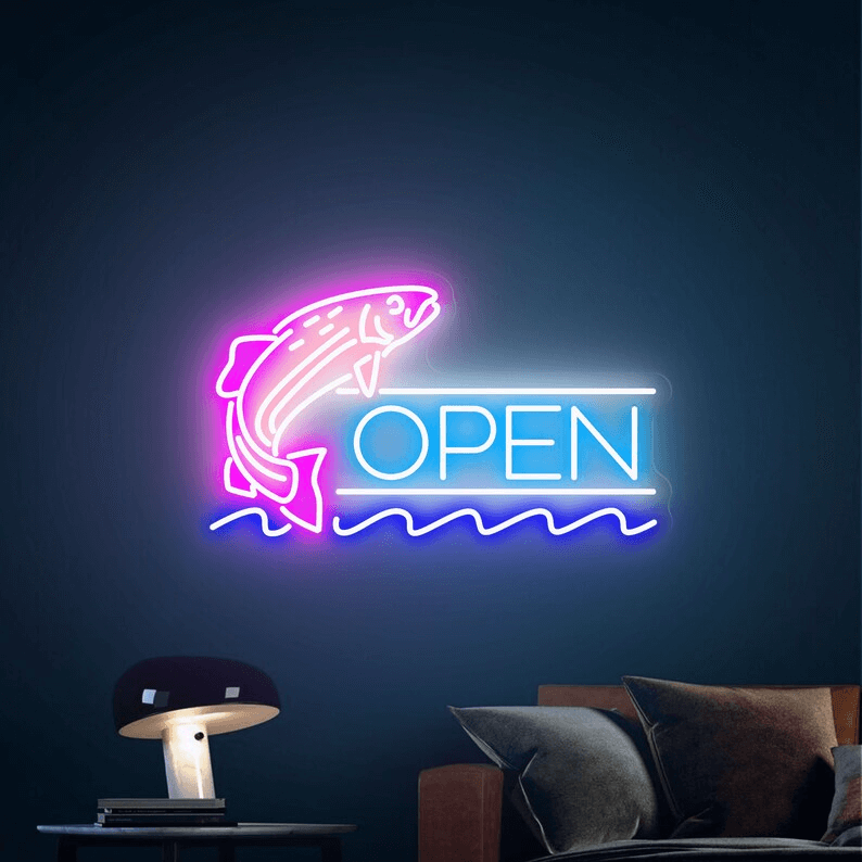 Fish Open Neon Sign Led Shop Decor Neon Sign - Image 9