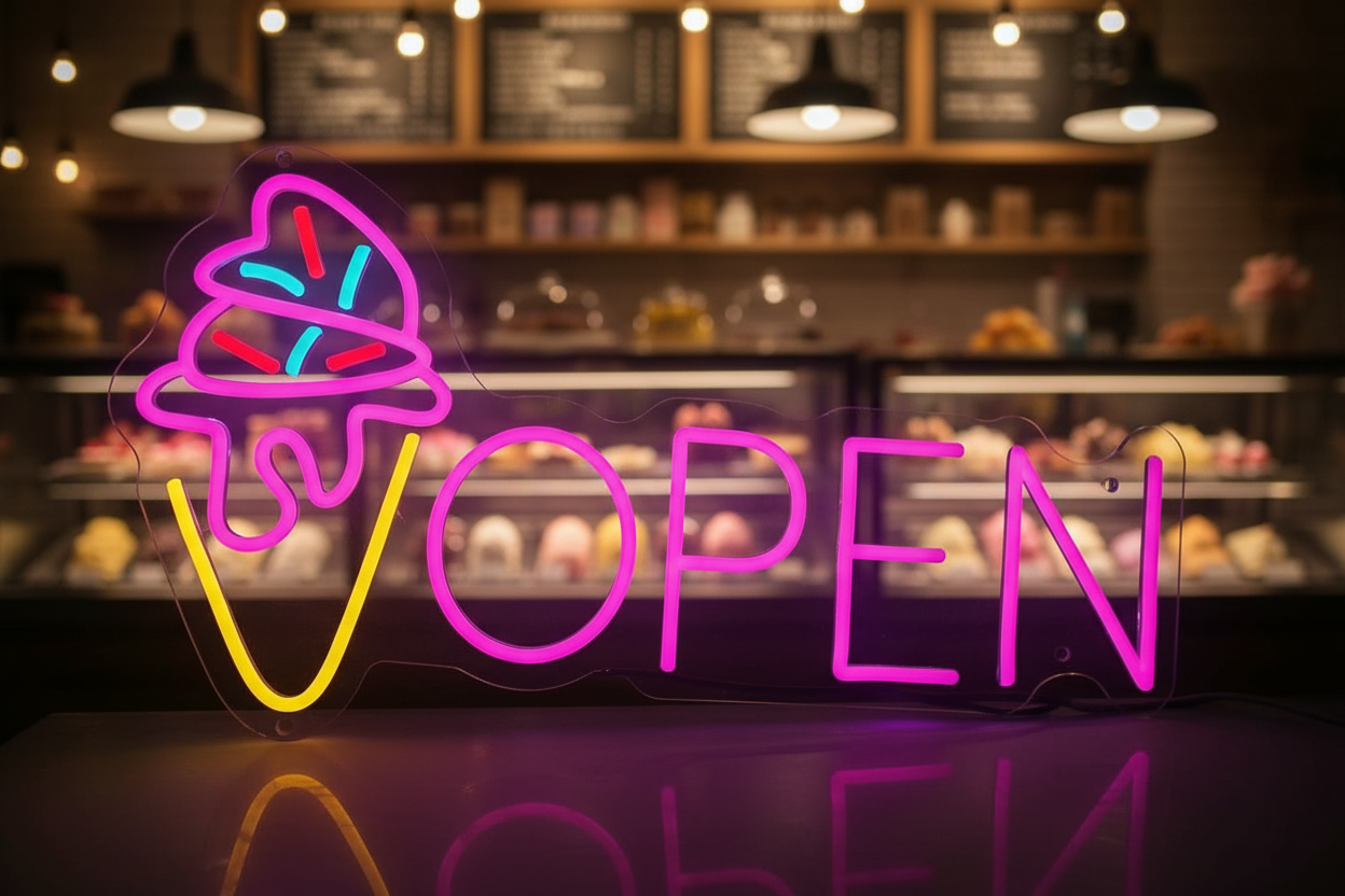 Neon Open Ice Cream Open Sign Custom Neon Sign - Image 4