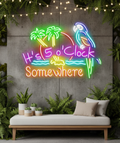 Alternative view of It's 5 O'clock Somewhere Neon Sign Shop Home Wall Decor Sign