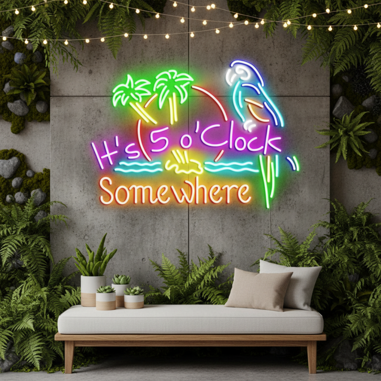 It's 5 O'clock Somewhere Neon Sign Shop Home Wall Decor Sign