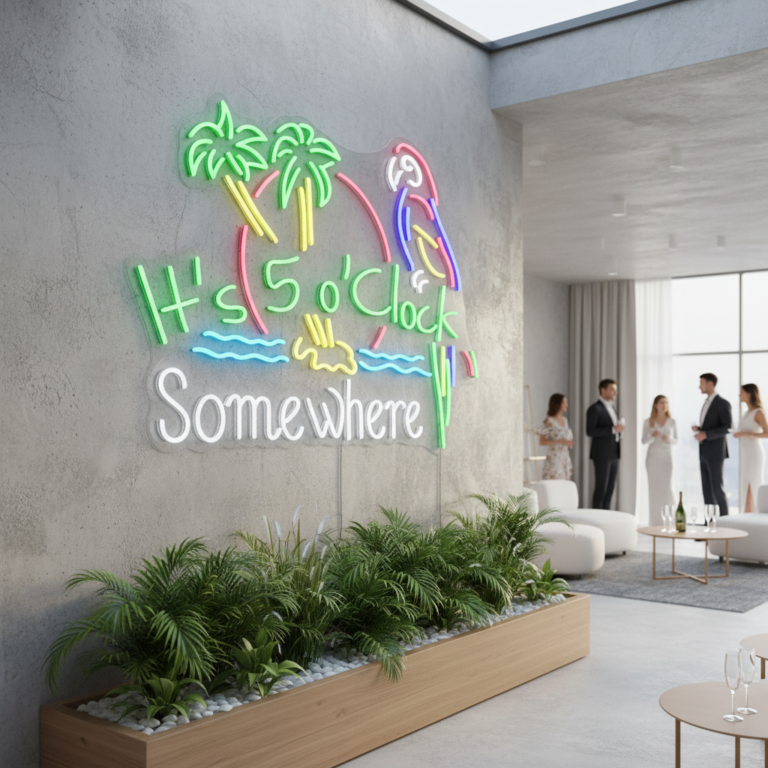 It's 5 O'clock Somewhere Neon Sign Shop Home Wall Decor Sign