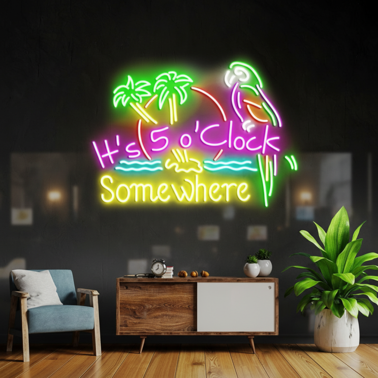 It's 5 O'clock Somewhere Neon Sign Shop Home Wall Decor Sign
