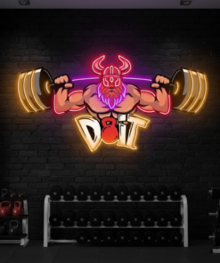 Alternative view of Lifting Barbell LED Neon Sign Gym Game Room Decor Sign