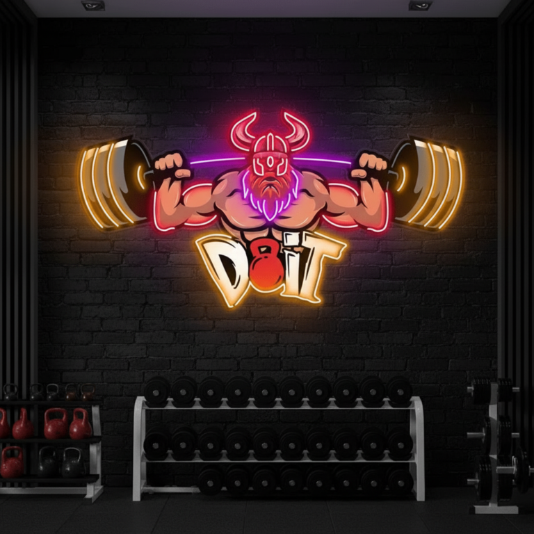 Lifting Barbell LED Neon Sign Gym Game Room Decor Sign