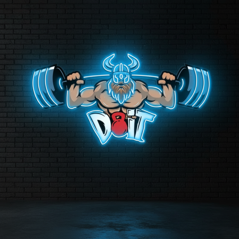 Lifting Barbell LED Neon Sign Gym Game Room Decor Sign