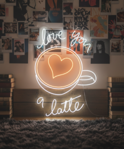 Love You A Latte Neon Sign Coffee Bar Decor Sign