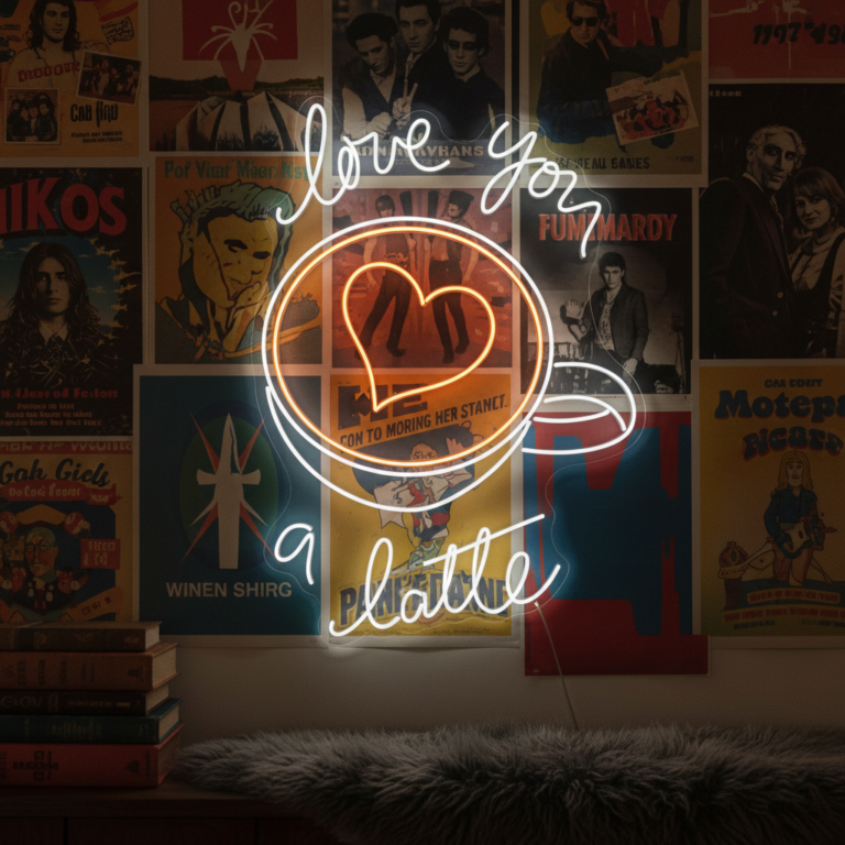 Love You A Latte Neon Sign Coffee Bar Decor Sign