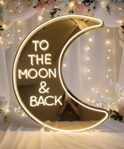Alternative view of To The Moon&Back Mirror Neon Sign