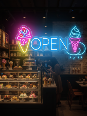 Neon Open Ice Cream Open Sign Custom Neon Sign