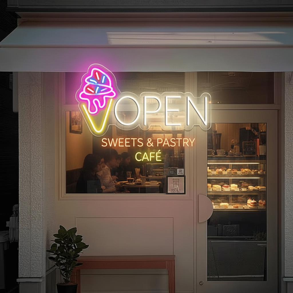 Neon Open Ice Cream Open Sign Custom Neon Sign - Image 3