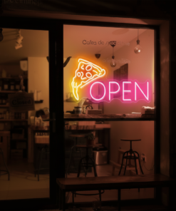 Alternative view of Open Pizza Led Neon Sign Restaurant Wall Decor Sign