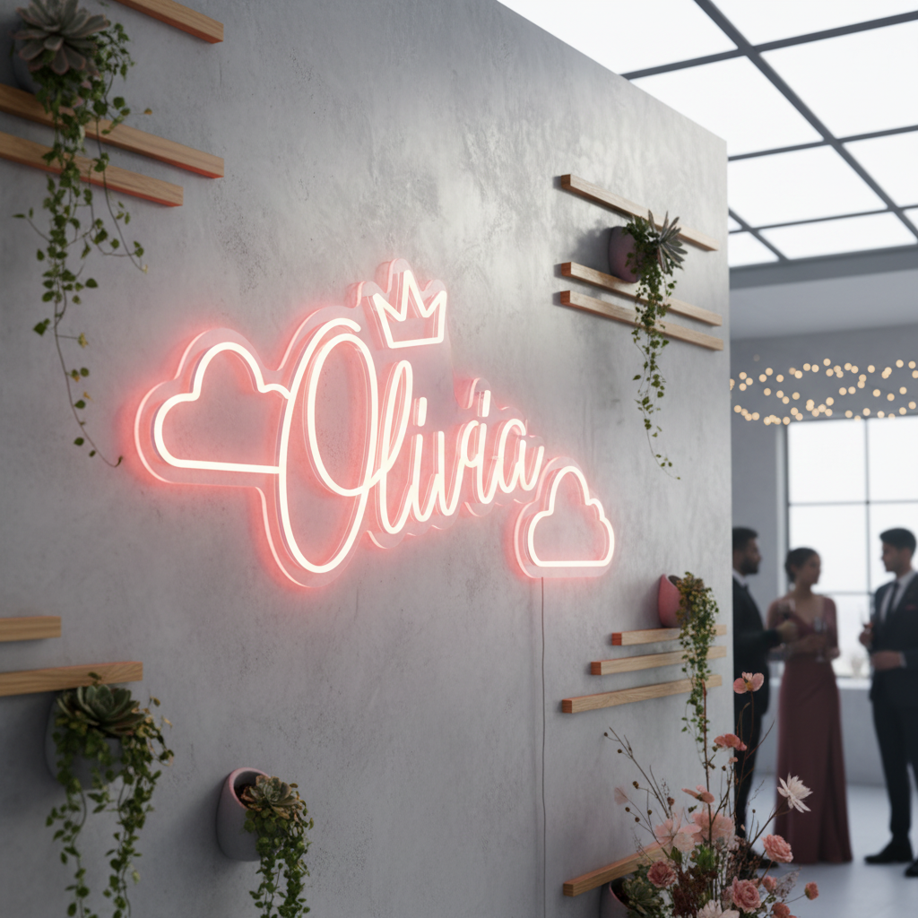 Custom Personalized Crown Neon Sign with Name for Kids Room - Image 2