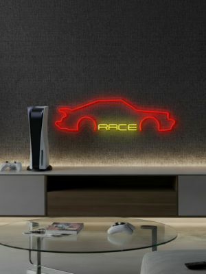 Race Car LED Neon Sign Man Cave Decor