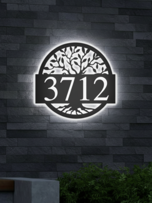 Round Metal Address Sign for House