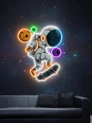 Skateboard Neon Sign Spaceman UV Printing Neon Sign