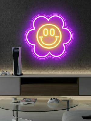 SmileyFaceFlowerLedNeonSignRoomDecorSigns