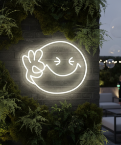 Alternative view of Smiley Face Neon Sign OK Neon Sign Wall Decor Art