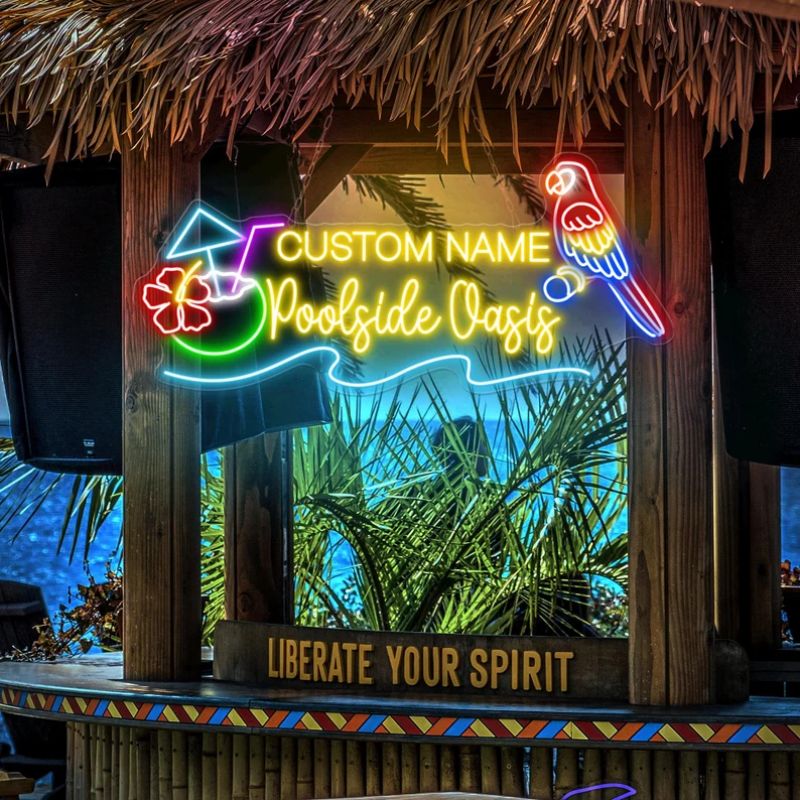 Custom Poolside Oasis Neon Sign Pool Bar Decor Coconut Sign - Image 5