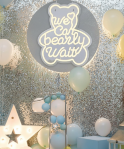 Alternative view of We Can Bearly Wait Neon Sign for Baby Shower Birthday Party Decor