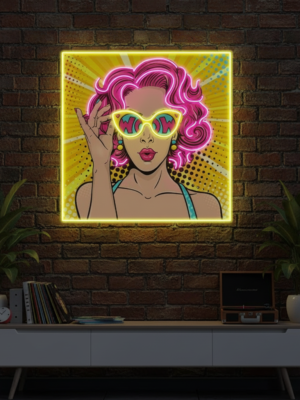 Wow Lady Pop Art LED Neon Sign Comic Pop Art Wall Decor