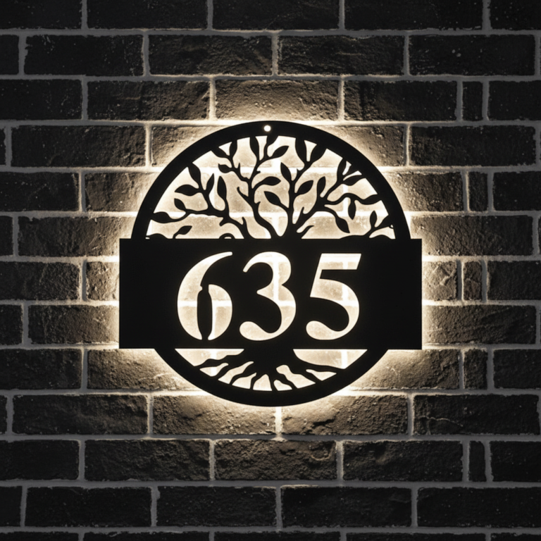 Round Metal Address Sign for House