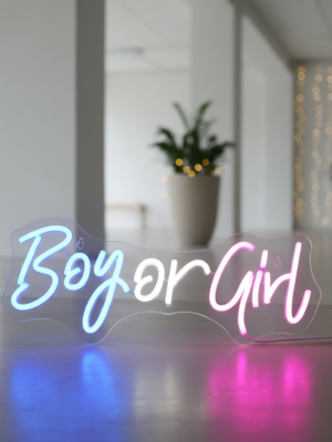 Boy or Girl  Neon Sign for Baby Shower&Gender Reveal Party Decor