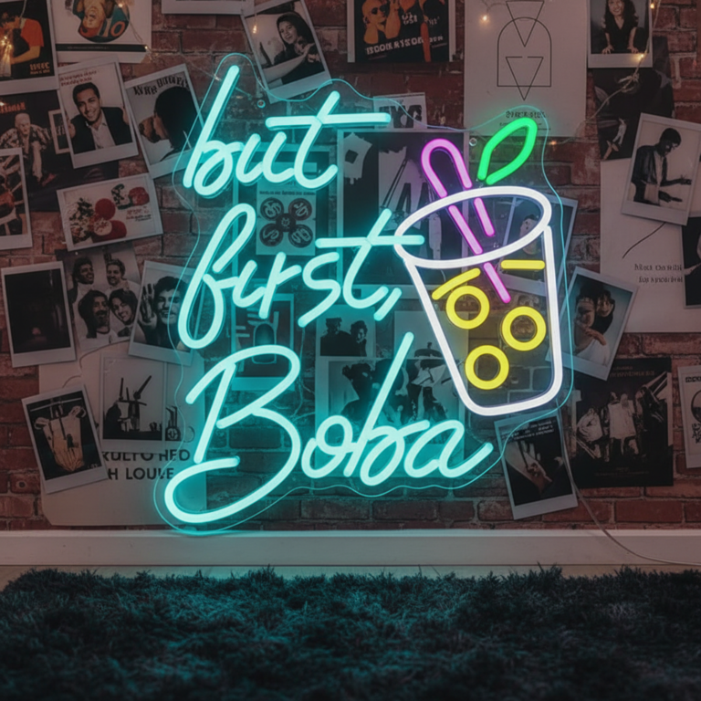 Bubble Tea with Cup Neon Sign