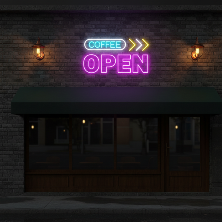 Coffee Open Neon Sign Shop Decor Led Neon Sign