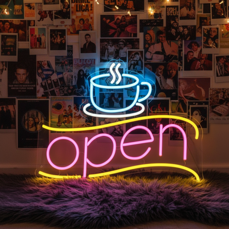 Coffee&Open Led Neon Sign for Shop Decor