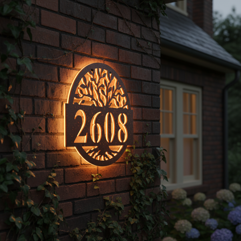 Round Metal Address Sign for House