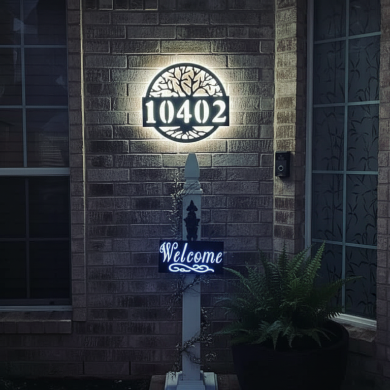 Round Metal Address Sign for House