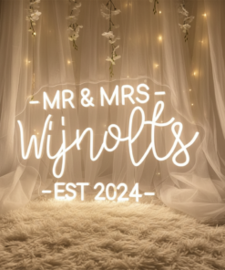 Alternative view of Custom Mr & Mrs Last Name With EST Year LED Neon Sign