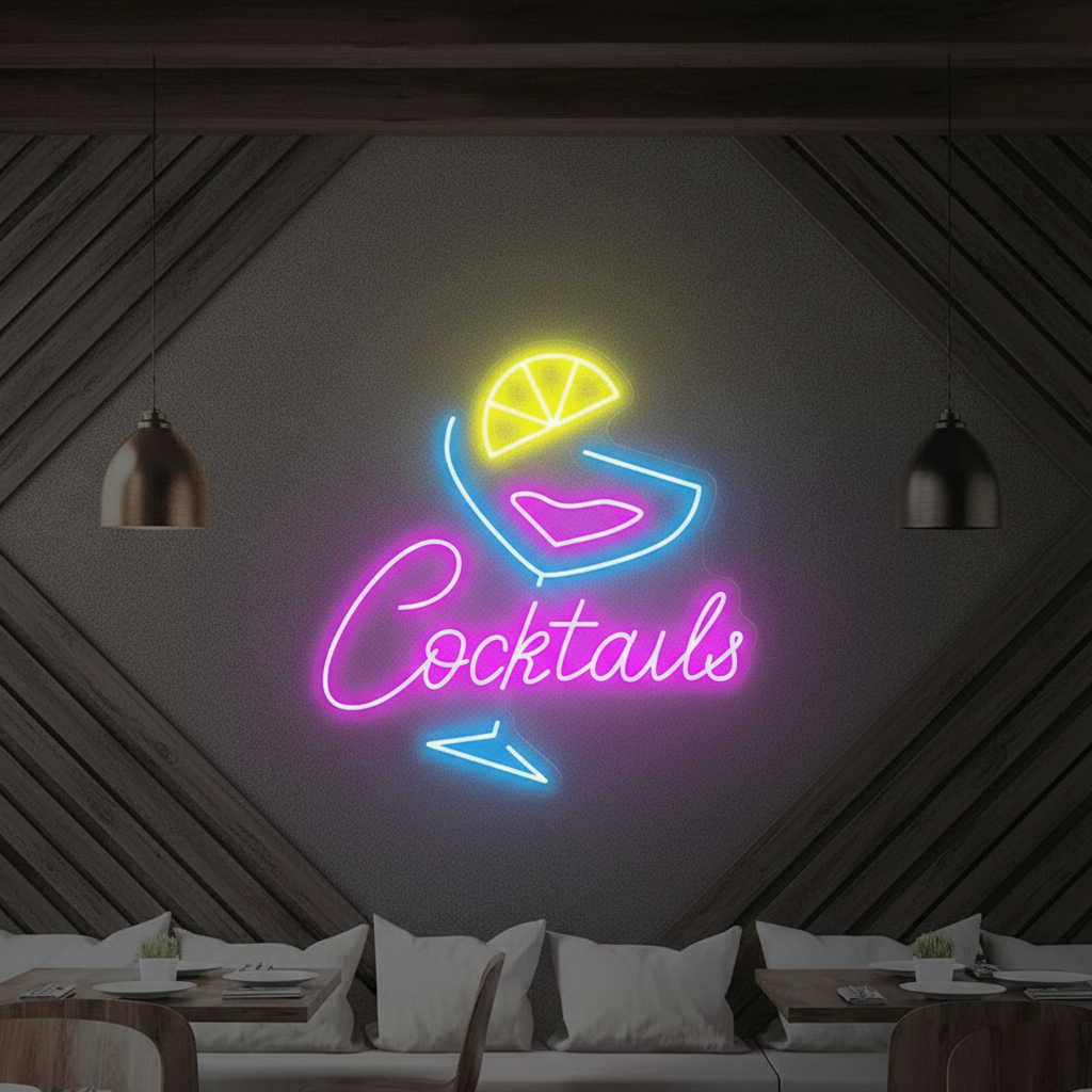 Cocktails Neon Sign Bar Neon Sign Wall Art