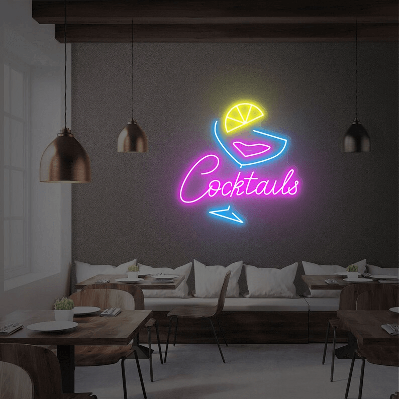 Cocktails Neon Sign Bar Neon Sign Wall Art - Image 4