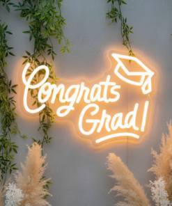 Congrats Grad Neon Sign for Graduation Party Decor