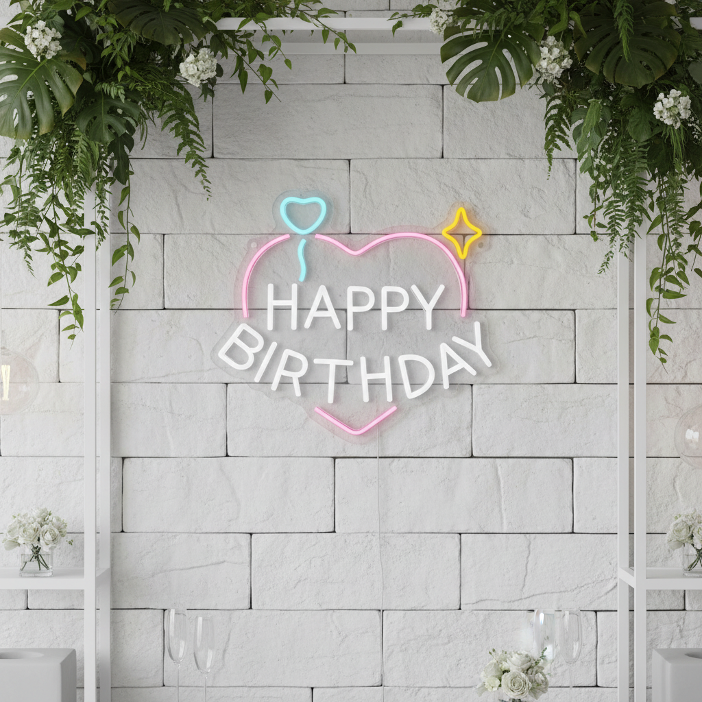 Heart Happy Birthday Neon Signs - Image 2
