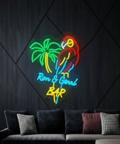 Alternative view of Tiki Bar Parrot Palm Tree Custom Led Neon Sign