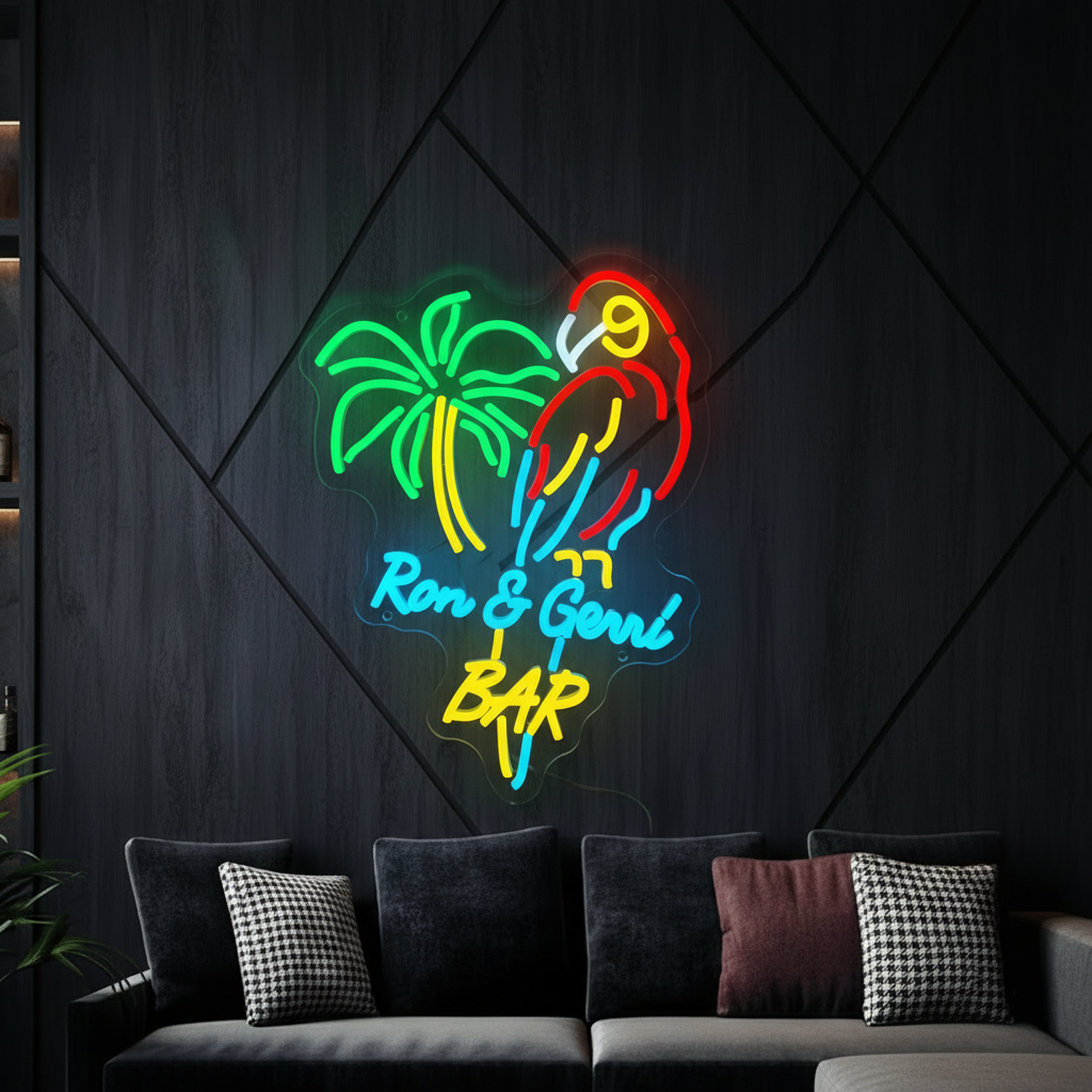 Tiki Bar Parrot Palm Tree Custom Led Neon Sign - Image 2