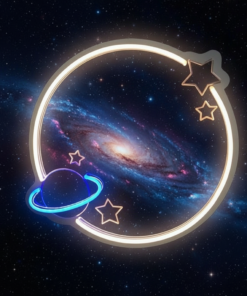 Planet Mirror Neon Sign for Kids Room Locker Room Bedroom Decor