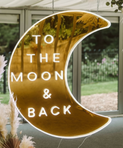 To The Moon&Back Mirror Neon Sign