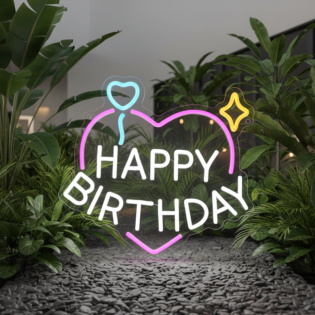 Heart Happy Birthday Neon Signs