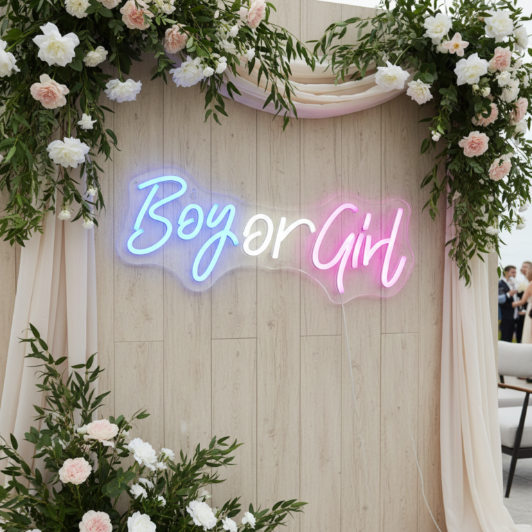 Boy or Girl  Neon Sign for Baby Shower&Gender Reveal Party Decor