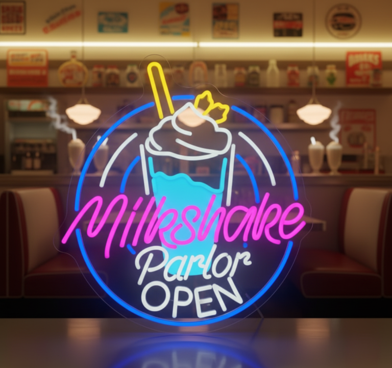 Milkshake Shop Open Neon Sign Wall Decor Sign