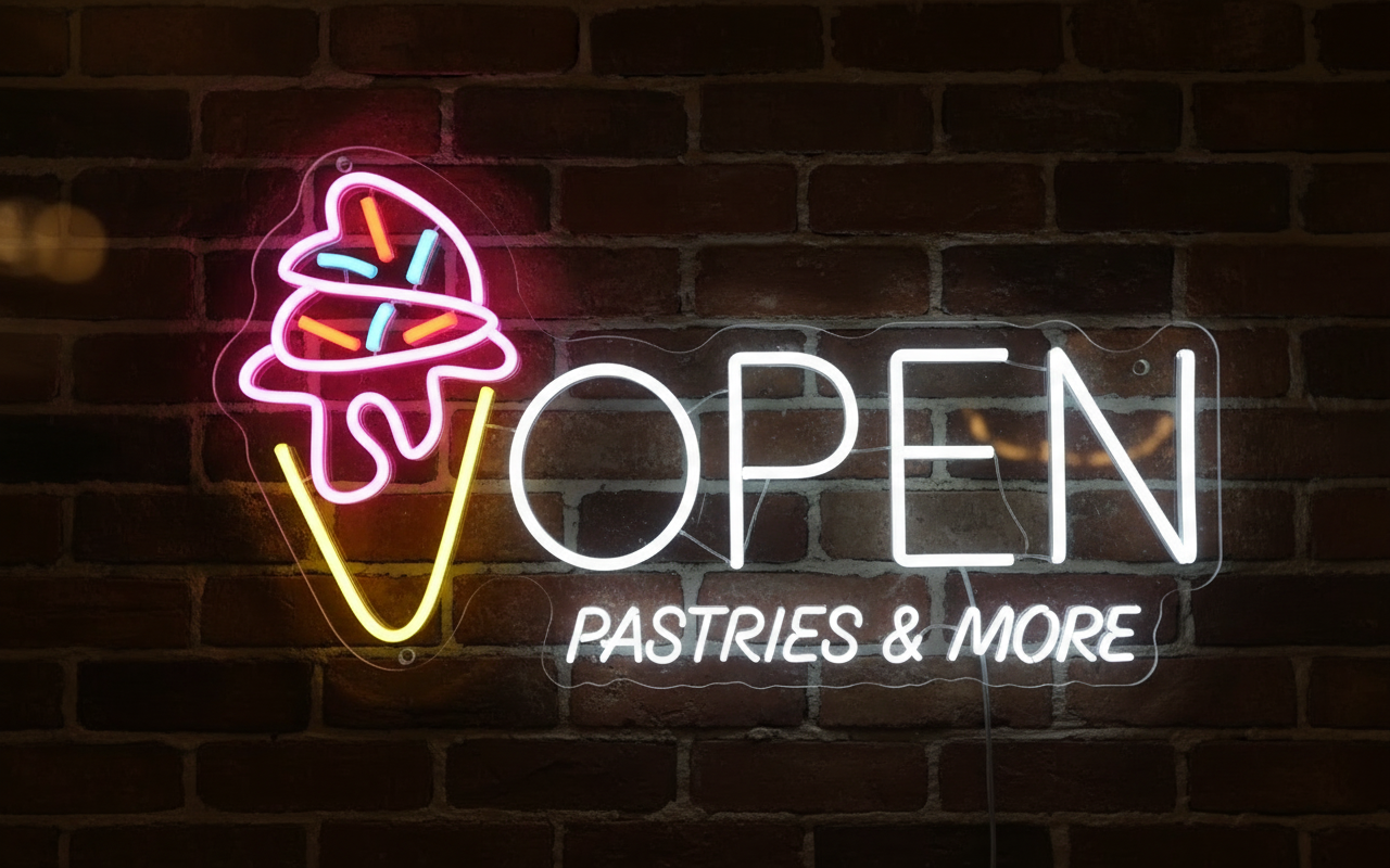 Neon Open Ice Cream Open Sign Custom Neon Sign - Image 6