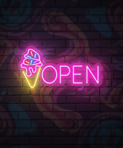 Alternative view of Neon Open Ice Cream Open Sign Custom Neon Sign