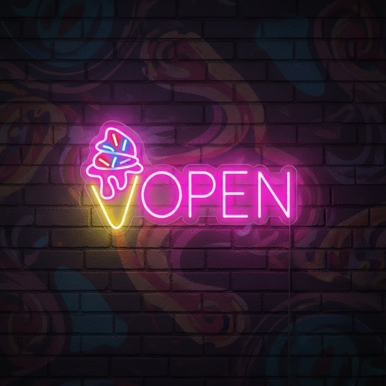 Neon Open Ice Cream Open Sign Custom Neon Sign