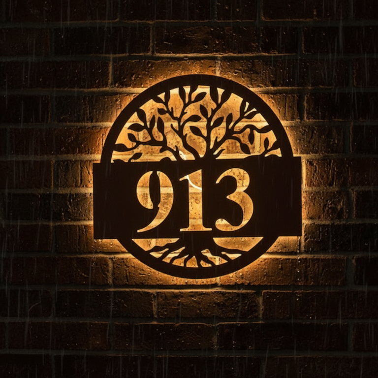 Round Metal Address Sign for House